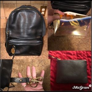 Madewell Lorimer leather Backpack, Pouch, Key Fob